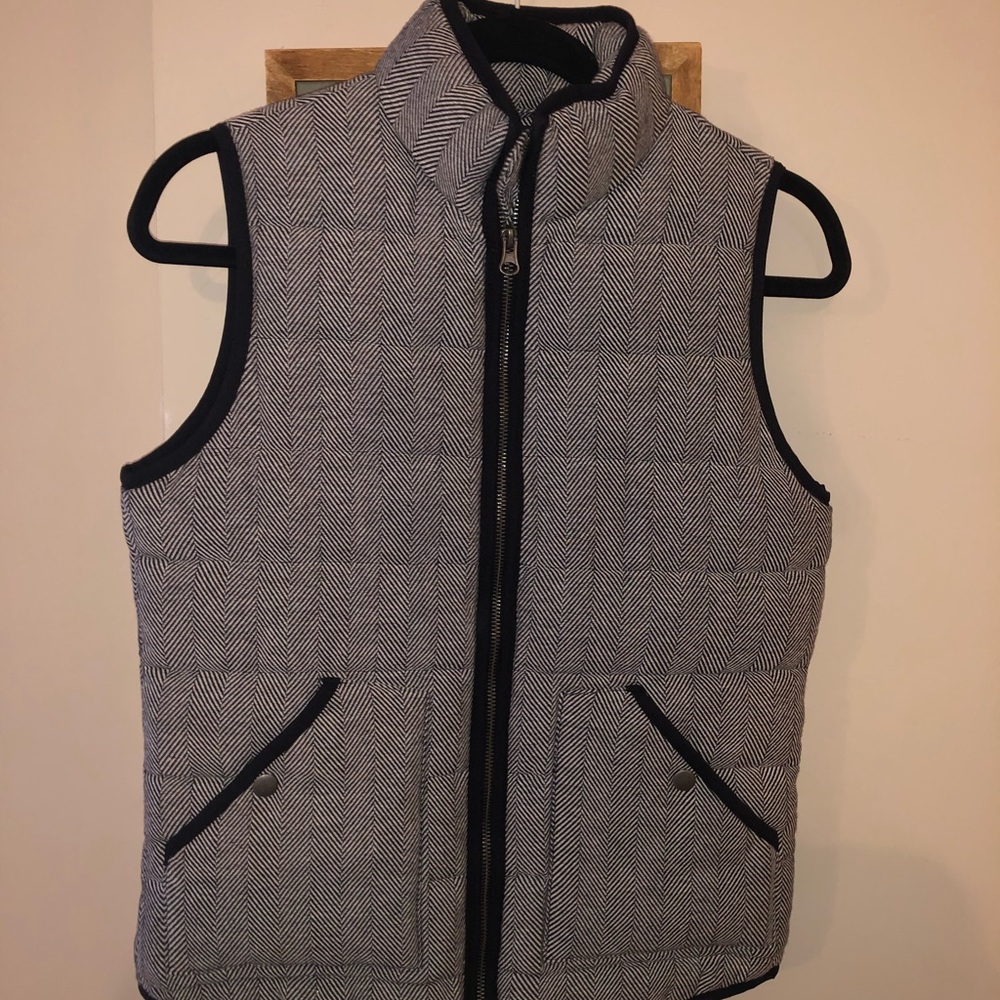 Finely striped black and white vest